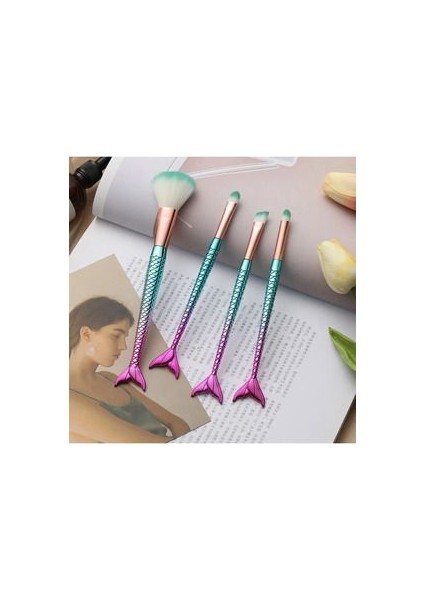 Yeni Ultra Yumuşak Kıllı 4'lü Makyaj Fırçası Seti Boy 15 cm modelleri