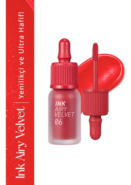 Uzun Süre Kalıcı ve Hafif Formüllü, Kadife Bitişli Tint PERIPERA Ink Airy Velvet (6 Sold Out Red)