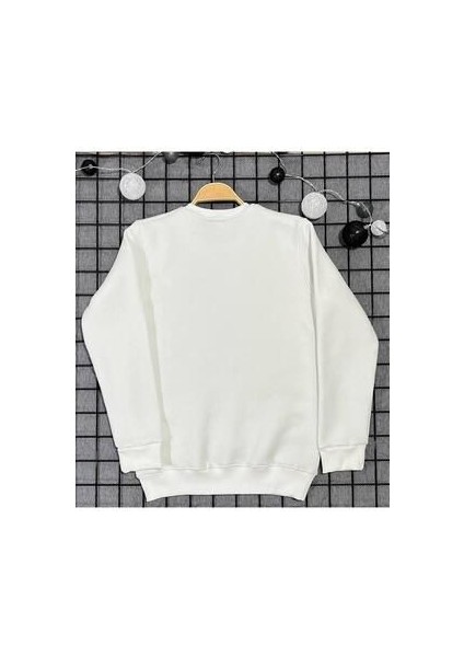 Beyaz Unisex Uzun Kollu 0 Yaka Oversize 3iplik Sweatshirt fiyatları