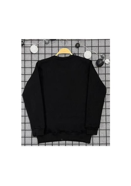 Siyah Unisex Uzun Kollu 0 Yaka Oversize 3iplik Sweatshirt fiyatları