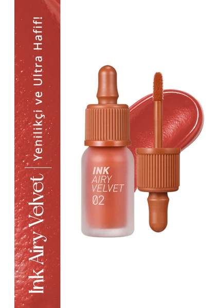 Uzun Süre Kalıcı Hafif Formüllü Kadife Bitişli Tint PERIPERA Ink Airy Velvet (2 Selfie Orange Brown)