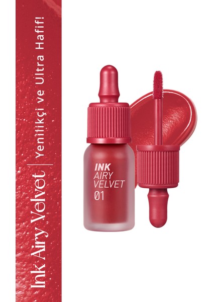 Uzun Süre Kalıcı ve Hafif Formüllü, Kadife Bitişli Tint PERIPERA Ink Airy Velvet (1 Hotspot Red)