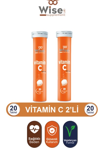 Vitamin C + Çinko Efervesan 20 Tablet x 2 Adet