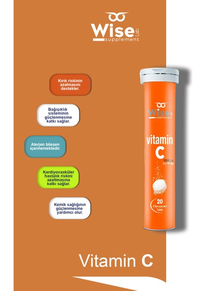 Vitamin C + Çinko Efervesan 20 Tablet x 2 Adet