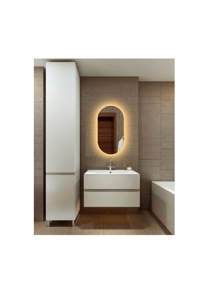 70X40 cm Beyaz LED Dekoratif Banyo Aynası