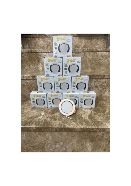 7 Watt 3 Renk LED Spot Gold Beyaz Kasa Isık Rengi Beyaz 10 Adet