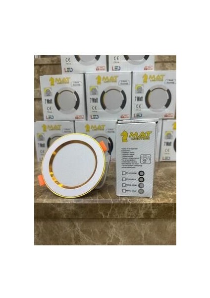 7 Watt 3 Renk LED Spot Gold Beyaz Kasa Isık Rengi Beyaz 10 Adet