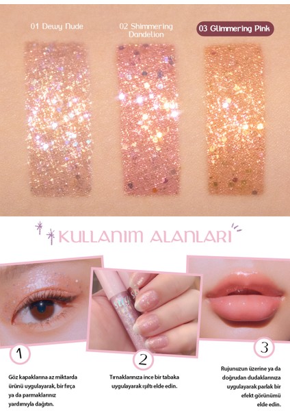 Gün Boyu Kalıcı, Jel Formda Glitter PERIPERA Sugar Twinkle Liquid Glitter (03 Beaming Sunny-Light)