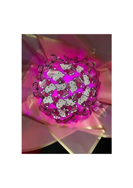 LED Işıklı Hello Kitty Kelebek Buketi