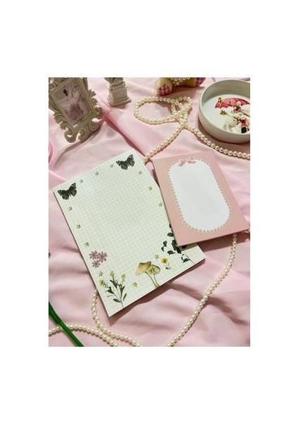 2'li Tutkallı A5-A6 Notepad Defter Seti Coquette Cottagecore Kareli