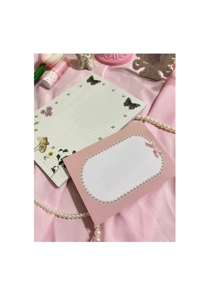 2'li Tutkallı A5-A6 Notepad Defter Seti Coquette Cottagecore Kareli
