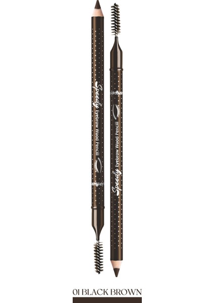 Yumuşak Dokuda Pürüzsüz Görünüm Sunan Kaş Kalemi PERIPERA Speedy Eyebrow Wood Pencil (1 Black Brown)