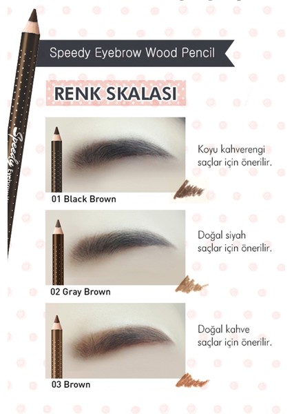 Yumuşak Dokuda Pürüzsüz Görünüm Sunan Kaş Kalemi PERIPERA Speedy Eyebrow Wood Pencil (1 Black Brown)