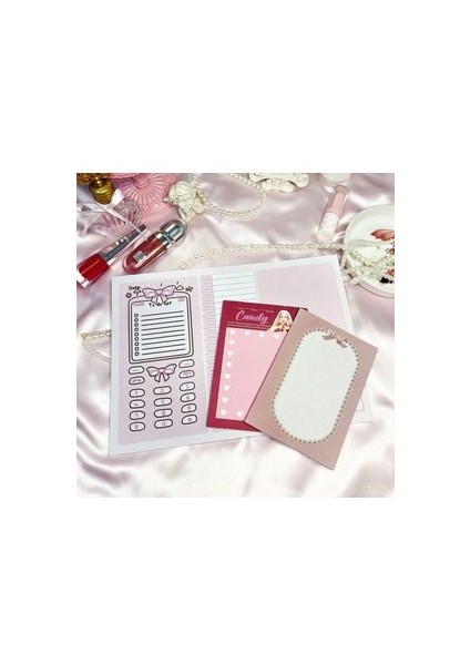 Coquette Tutkallı A4-A6-A6 Notepad Planner Defter Seti