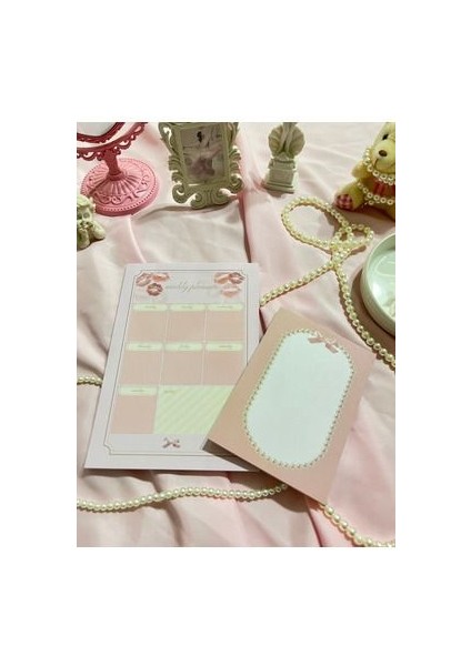 2'li Tutkallı A5-A6 Notepad Planner Defter Seti Coquette