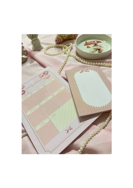 2'li Tutkallı A5-A6 Notepad Planner Defter Seti Coquette