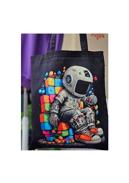 Astronot Tasarım Bez Çanta