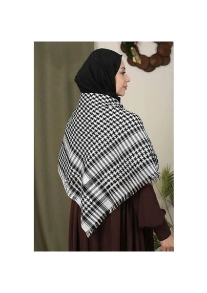 Pamuklu Puşi , Poşu, Kefiye Beyaz Şal 100X100 AYN24014 modelleri