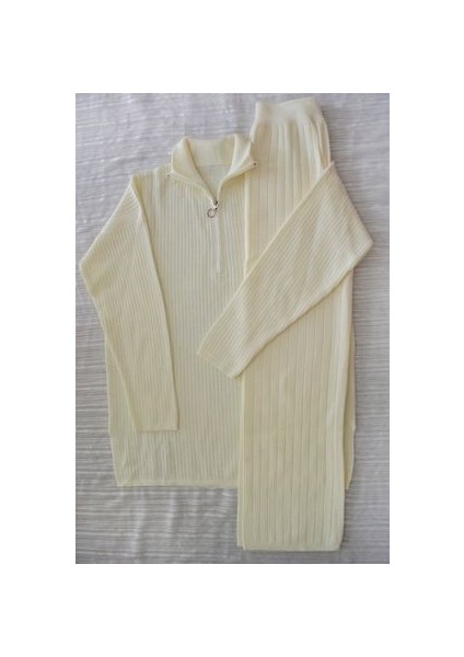 Kadın Fitilli Yaka Fermuarlı Düz Paça Triko Takım fiyatları