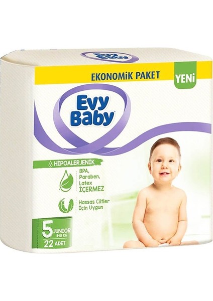 Evy Baby 5 Numara Ekonomik Paket Bebek Bezi 22 Adet