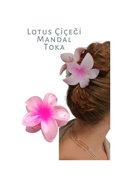 Lotus Çiçeği Mandal Toka 2li Set Karışık Renk Çocuk Toka Büyük Boy