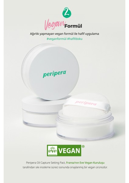 Yağlı Cilt Görünümünü Azaltan ve Pürüzsüz Görünüm Sunan Pudra PERIPERA Oil Capture Powder