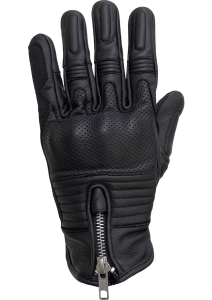 Retro Black Korumalı Motosiklet Deri Eldiveni
