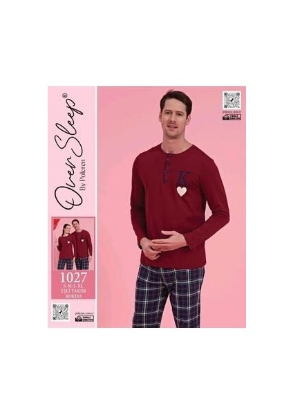 Erkek Eşli Kombin Bordo Pijama Takımı (K) King