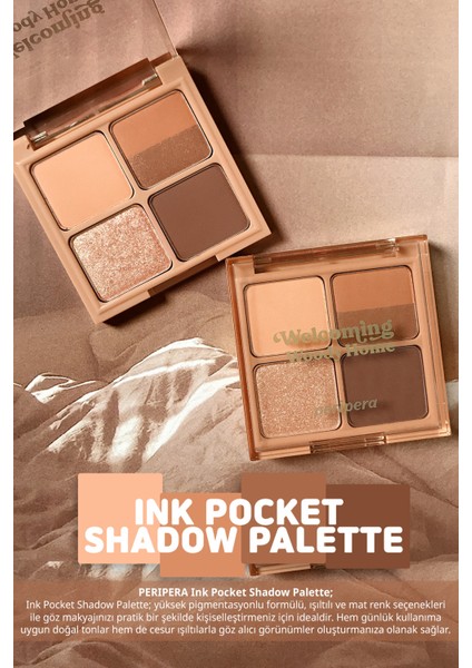 Mat ve Işıltılı Tonlarda 5'li Far Paleti Peripera Ink Pocket Shadow Palette (06WELCOMING Woody Home)