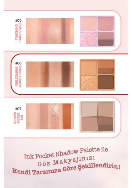 Mat ve Işıltılı Tonlarda 5'li Far Paleti Peripera Ink Pocket Shadow Palette (06WELCOMING Woody Home)