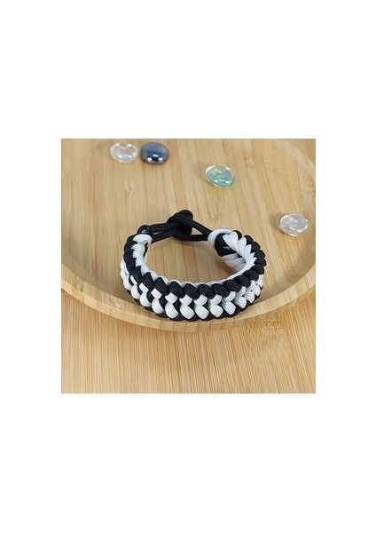 Taraftar Bileklik Paracord Siyah Beyaz
