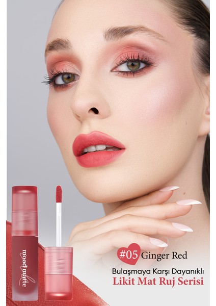 Mat Bitişli, Dolgun ve Pürüzsüz Görünüm Sunan Tint PERIPERA Ink Mood Matte Tint (05 Ginger Red)