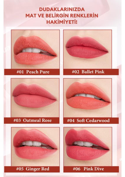 Mat Bitişli, Dolgun ve Pürüzsüz Görünüm Sunan Tint PERIPERA Ink Mood Matte Tint (05 Ginger Red)