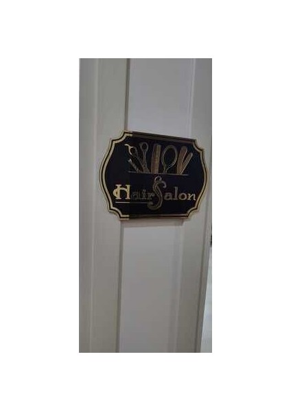 Pleksi Kabartmalı Kapı Isimliği Hair Salon (1 Adet)