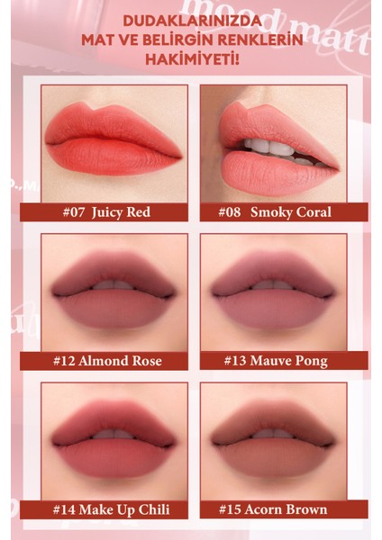 Mat Bitişli, Dolgun ve Pürüzsüz Görünüm Sunan Tint PERIPERA Ink Mood Matte Tint (04 Soft Cedarwood)