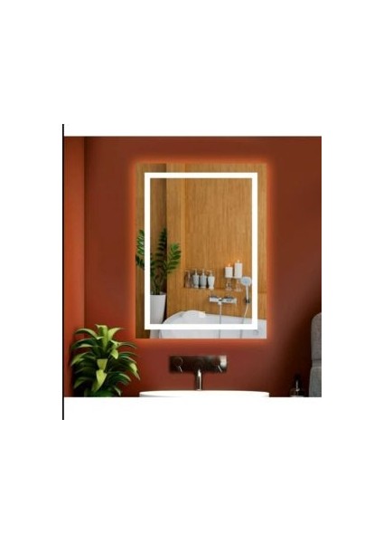 80X45 cm Beyaz LED Dekoratif Banyo Aynası
