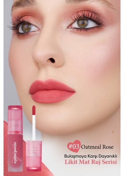 Mat Bitişli, Dolgun ve Pürüzsüz Görünüm Sunan Tint PERIPERA Ink Mood Matte Tint (03 Oatmeal Rose)