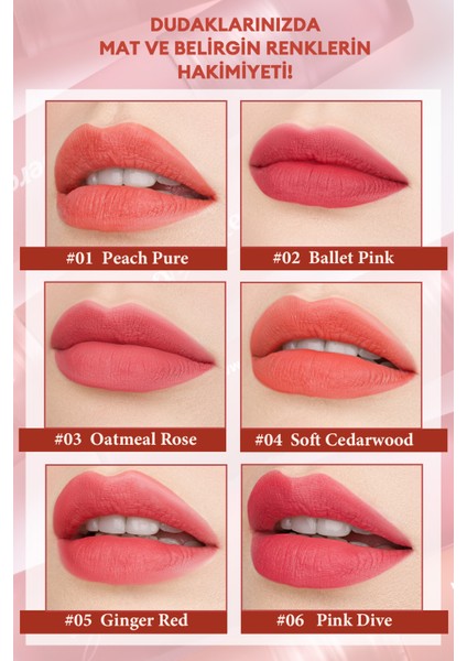 Mat Bitişli, Dolgun ve Pürüzsüz Görünüm Sunan Tint PERIPERA Ink Mood Matte Tint (01 Peach Pure)