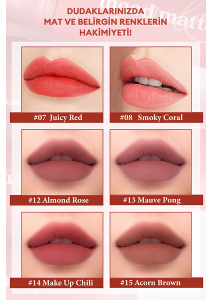 Mat Bitişli, Dolgun ve Pürüzsüz Görünüm Sunan Tint PERIPERA Ink Mood Matte Tint (01 Peach Pure)