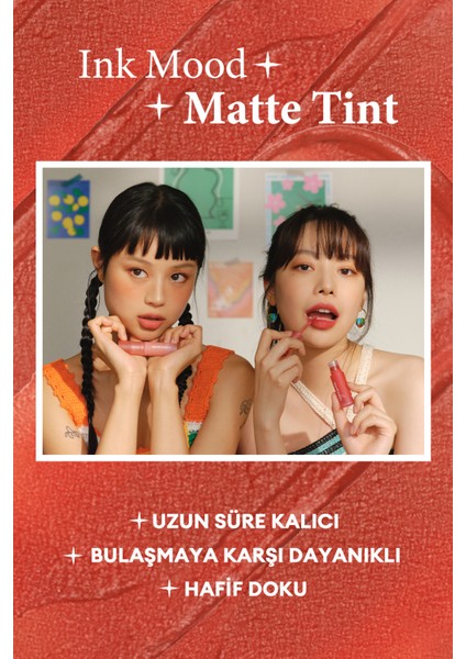 Mat Bitişli, Dolgun ve Pürüzsüz Görünüm Sunan Tint PERIPERA Ink Mood Matte Tint (01 Peach Pure)