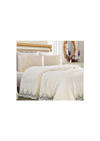 Fransız Güpürlü Battaniye Yatak Örtüsü Seti-(Kutusuz)