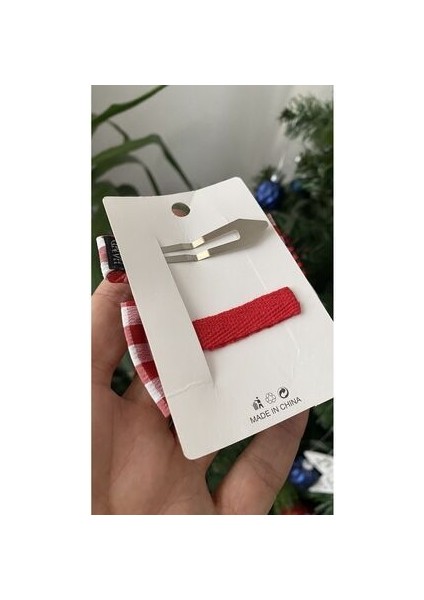 Kırmızı Kareli Klips ve Çıtçıt Toka Seti modelleri