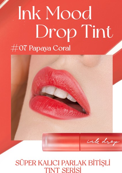 Canlı Renklerde Uzun Süreli Parlak Kalıcılık Sunan Tint PERIPERA Ink Mood Drop Tint(07 Papaya Coral)