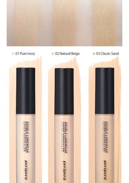 Hafif Yapılı Gün Boyu Yüksek Kapatıcı PERIPERA Double Longwear Cover Concealer (#02 Natural Beige)