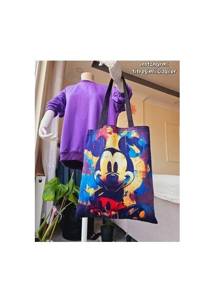 Mickey Mouse Tasarım Bez Çanta