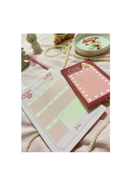 2'li Tutkallı A5-A6 Notepad Planner Defter Seti Coquette