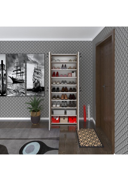 Kenzlife Ayakkabılık Ayakkabı Dolabı Kilitli Be Real Crd 180*70*32 Kapaklı Arkalıklı Ofis Dolabı Iki Bölme