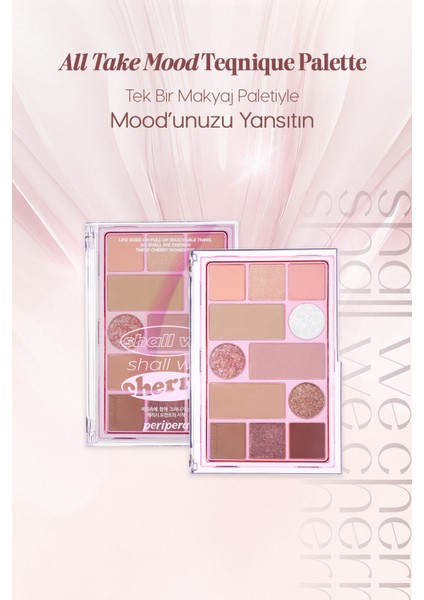 Işıltılı ve Mat Formda, Çok Yönlü Palet PERIPERA All Take Mood Technique Palette(02 Shall We Cherry)