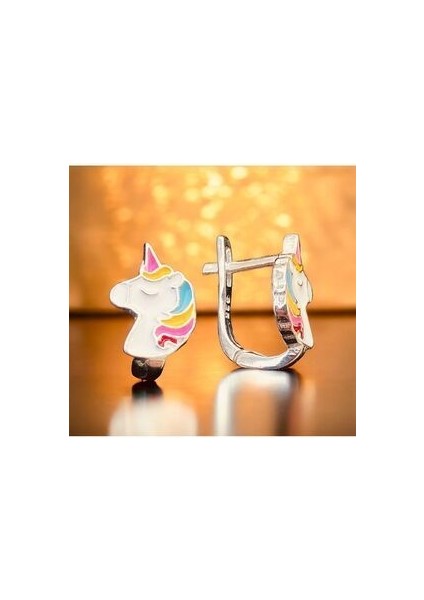925 Ayar Gümüş Unicorn Mineli Çocuk Küpesi