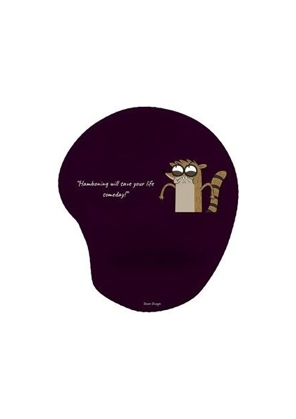 Bilek Destekli Regular Show Rigby Ergonomik Kaymaz Taban Mousepad Ev, Ofis, Oyun